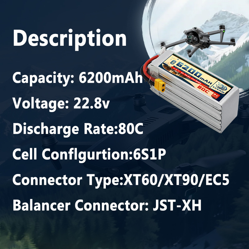 Upgraded VSVAW 6S 22.8V 80C/16 - đánh giá và giá 6S Lipo Battery 22.2V 5000Mah
